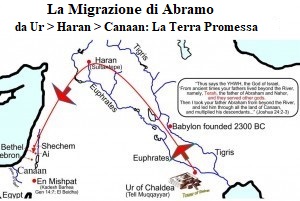 Questa mappa mostra il viaggio di Abramo